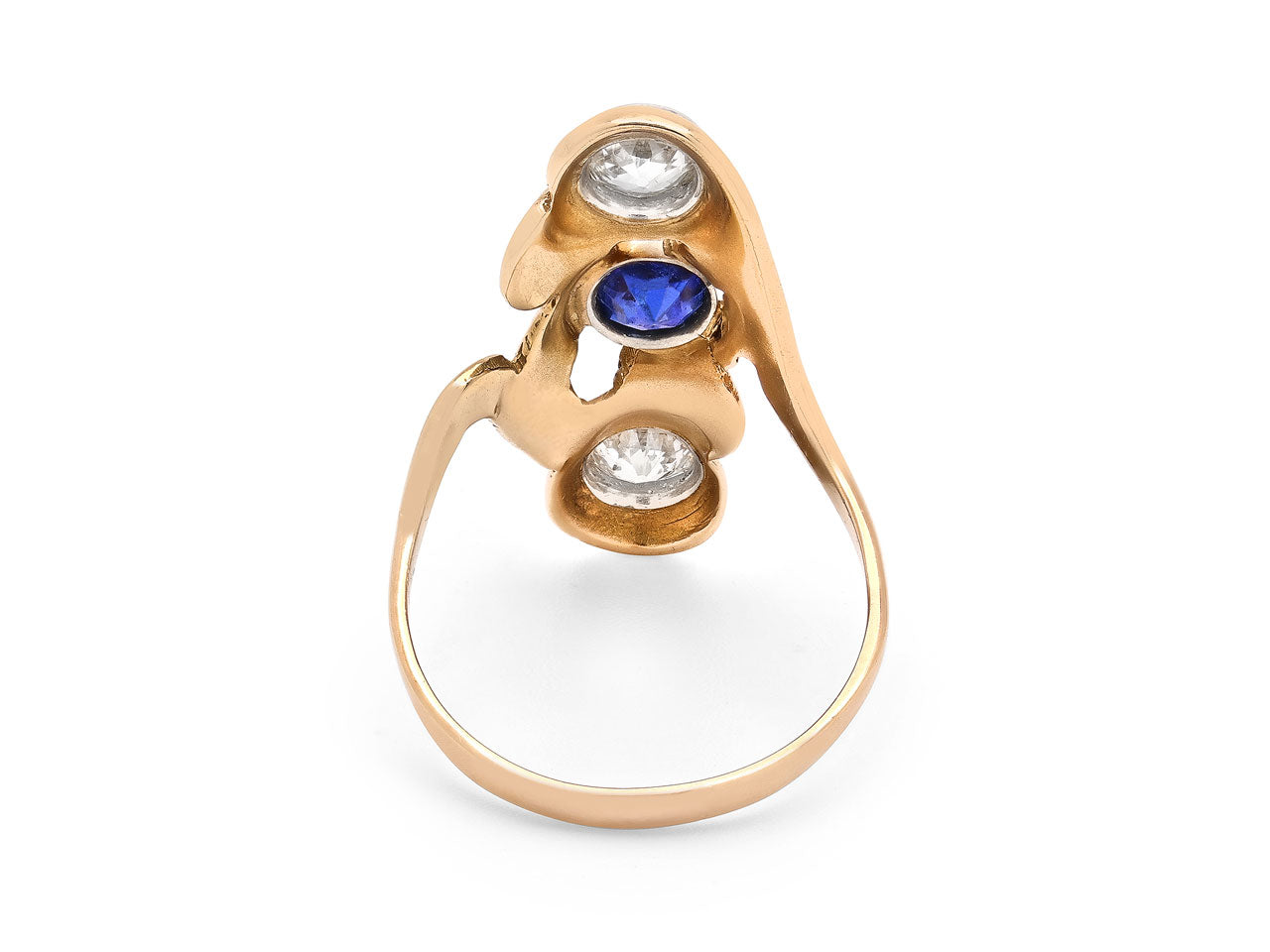 Antique Art Nouveau Sapphire and Diamond Ring in 14K Gold