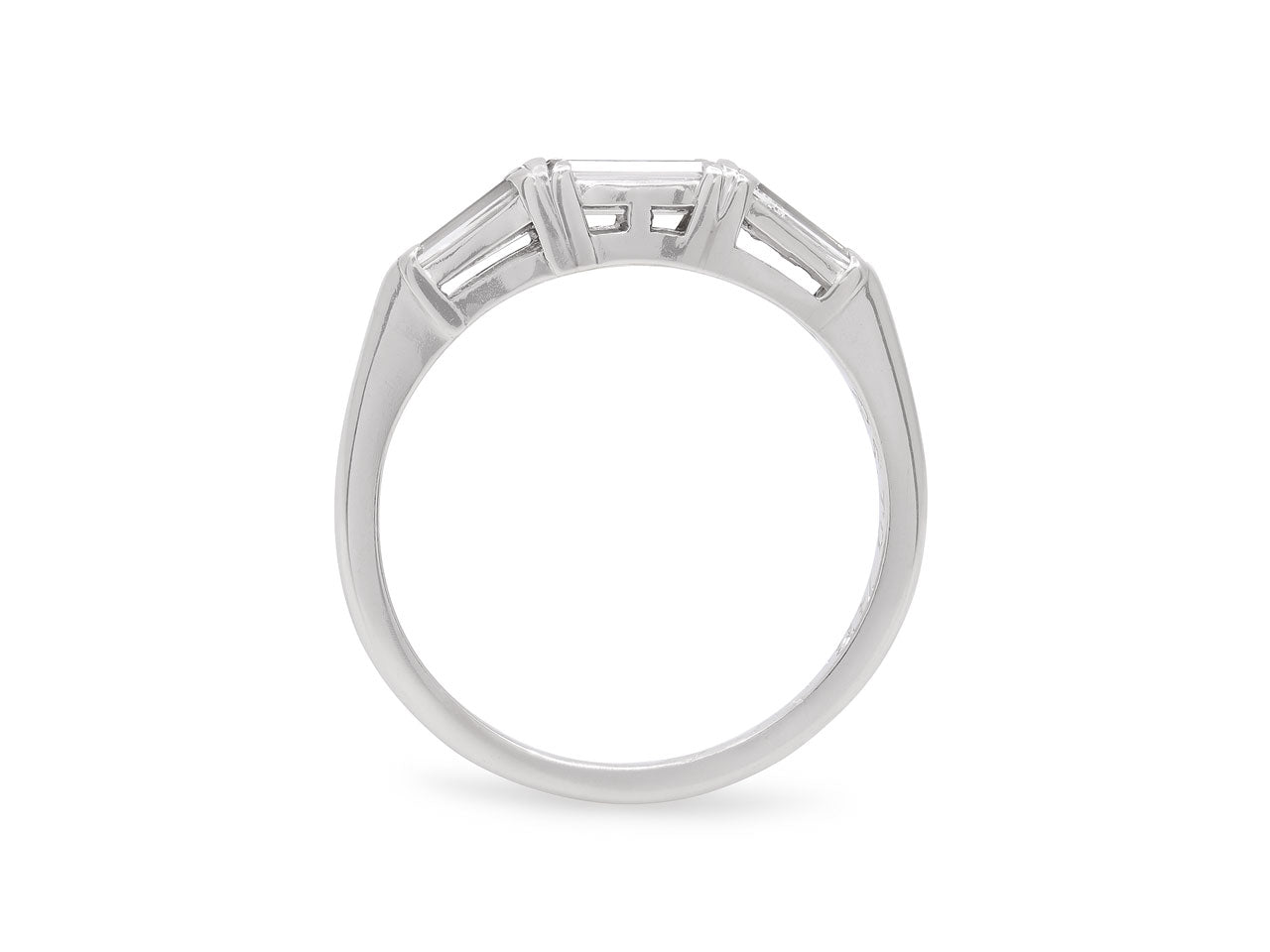 Mid-Century Baguette Diamond Ring in Platinum
