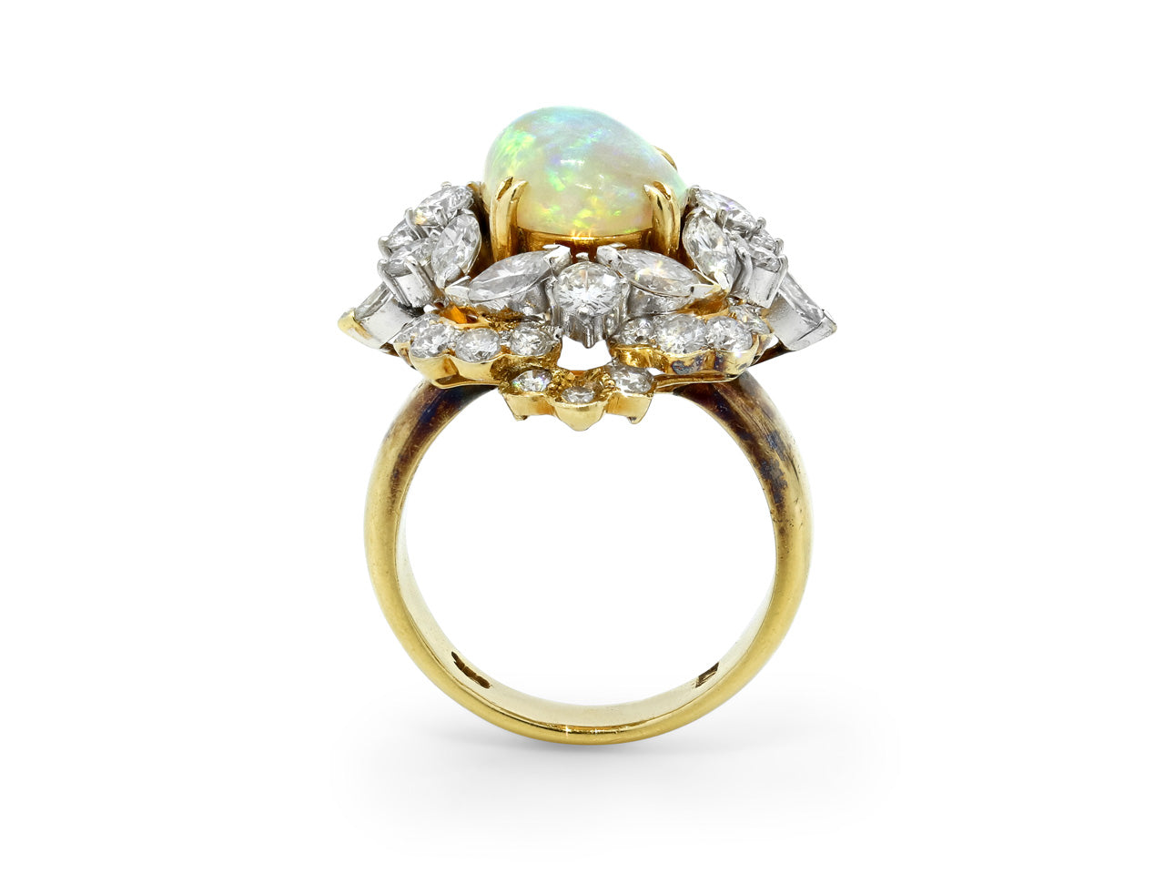 White Opal and Diamond Ring in 18K Gold