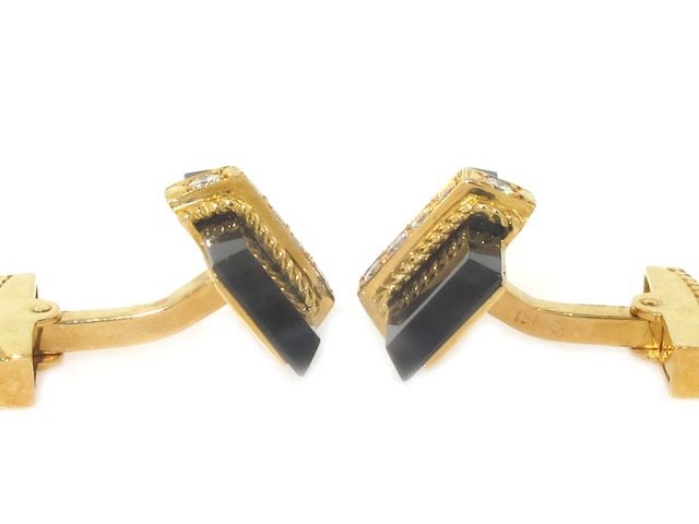 Charles Gold & Co. Onyx and Diamond Cufflinks in 18K