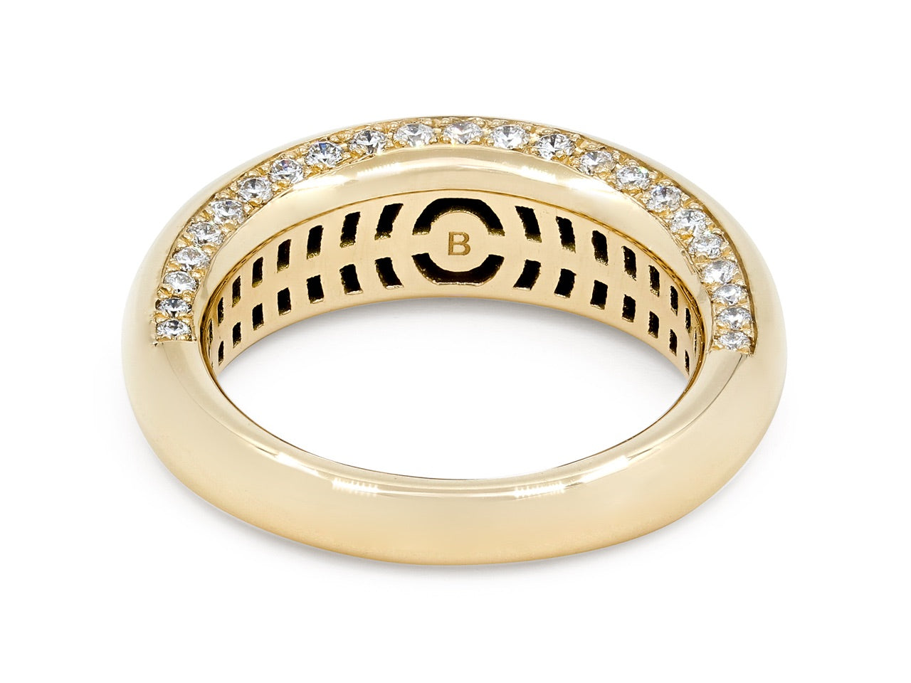 Bombé Gold Ring, with Diamonds, in 18K, by Beladora