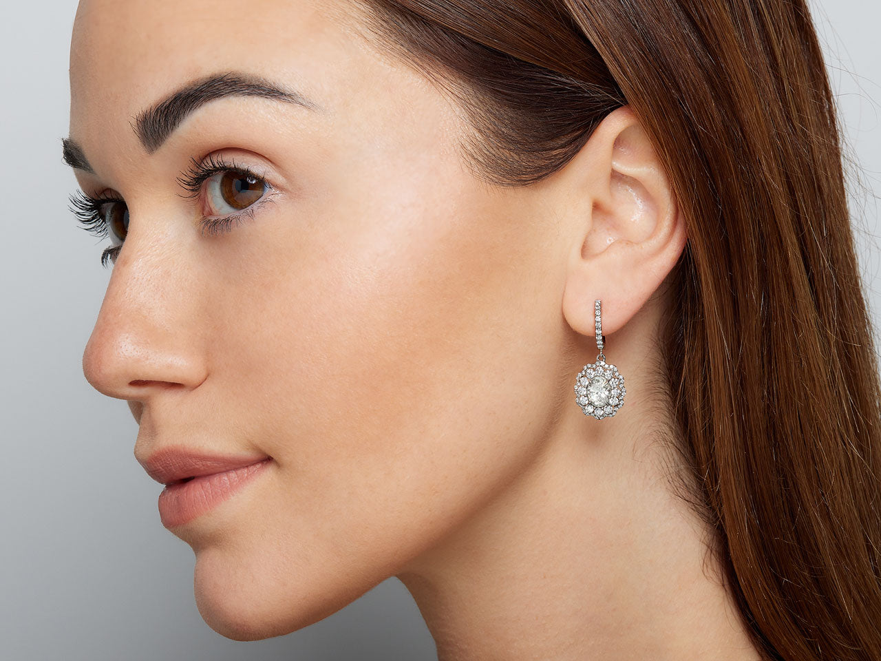 Diamond Drop Earrings in 18K White Gold