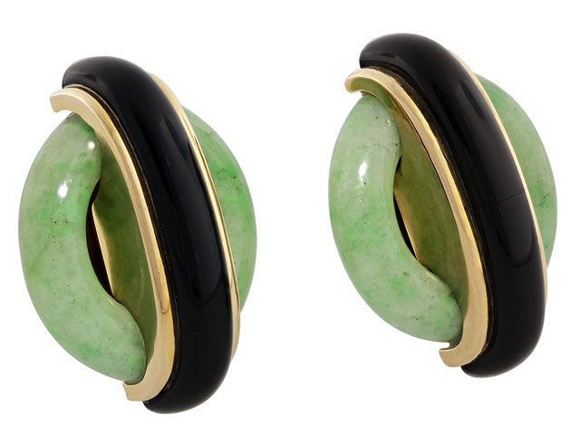 Cartier Aldo Cipullo Jade and Onyx Earrings in 18K