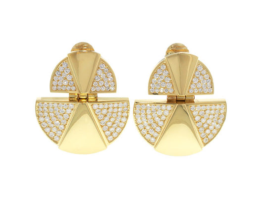 Modernist Style Diamond Earrings in 18K