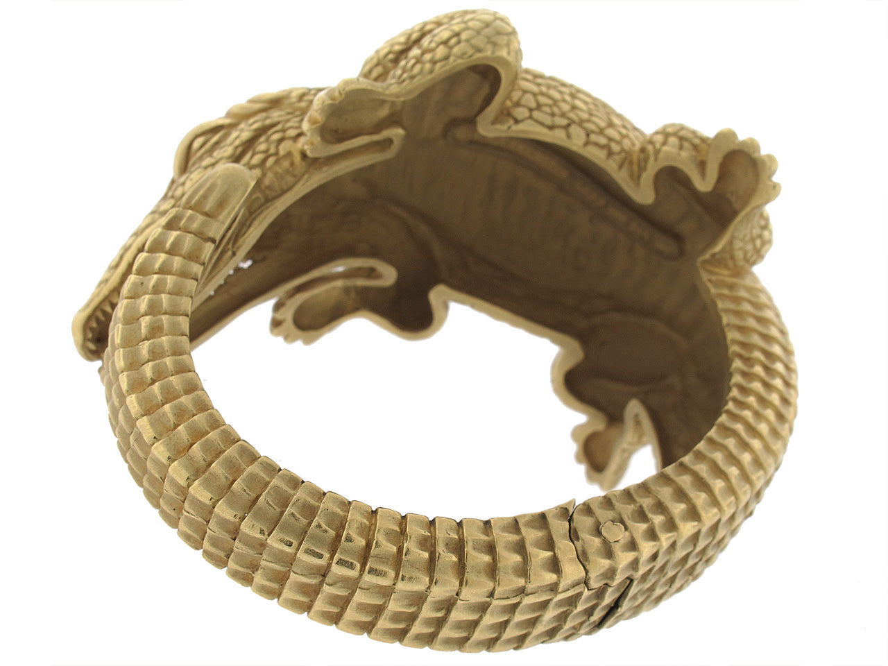 Kieselstein-Cord Alligator Cuff Bracelet in 18K 'Green' Gold, Large