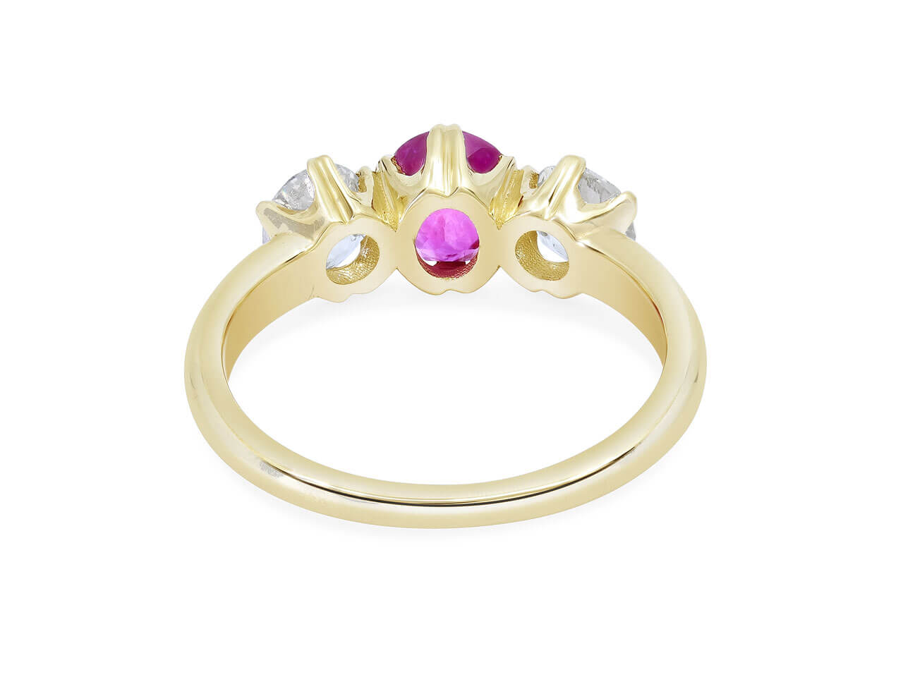 Beladora 'Bespoke' Three Stone Pink Sapphire and Diamond Ring in 14K Gold