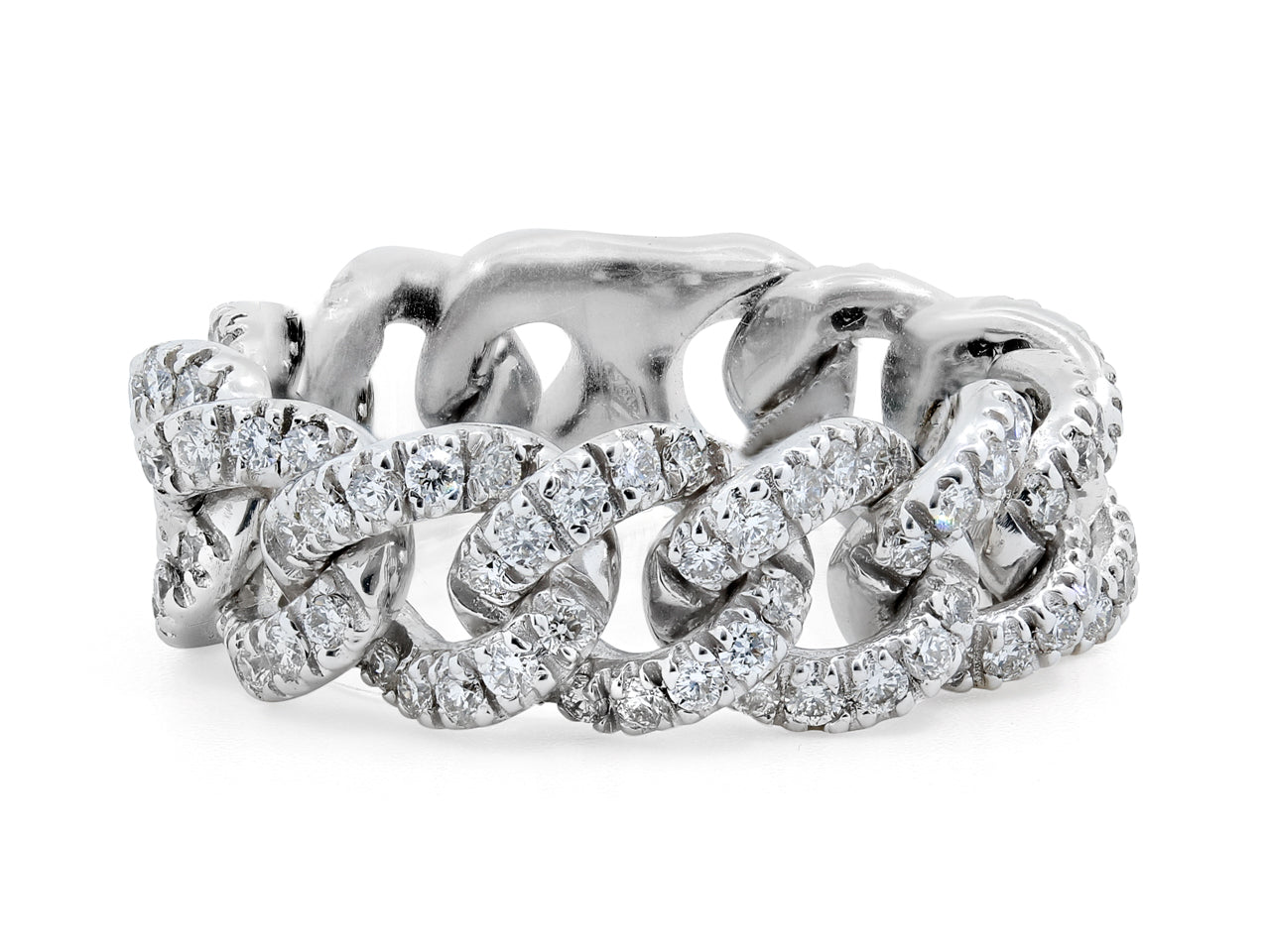 Diamond Link Ring, by Beladora, in 18K White Gold