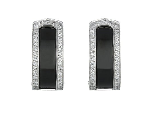 Cartier 'Double C' Black Ceramic and Diamond Earrings in 18K