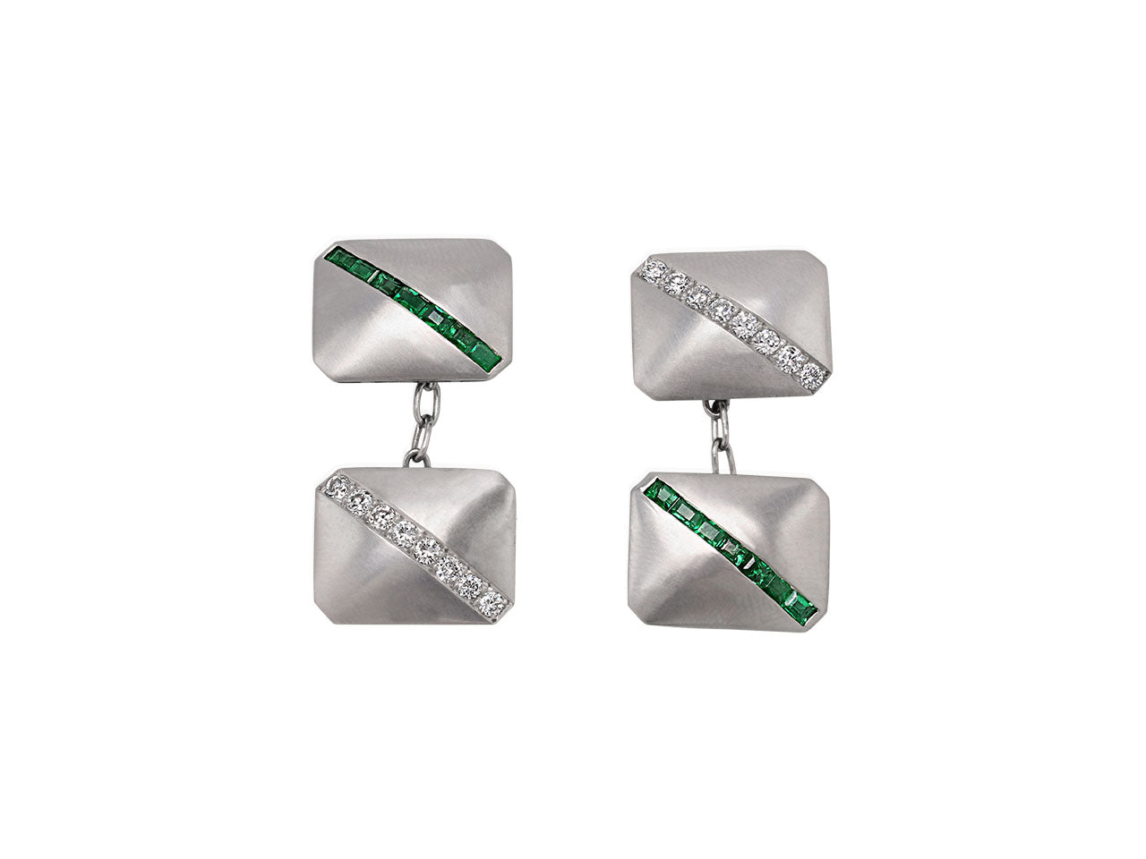 Emerald and Diamond Cufflinks in Platinum