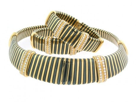 Diamond Collar Necklace and Matching Bracelets in 18K