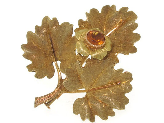 M. Buccellati Leaf Brooch with Citrine