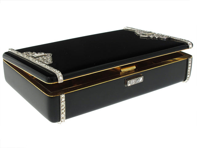Exceptional Art Deco Cartier Enamel and Diamond Box
