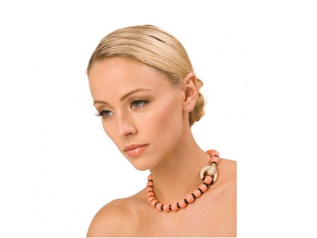 Van Cleef and Arpels Coral, Onyx and Diamond Necklace in 18K