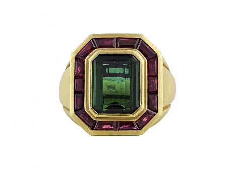 Kieselstein-Cord Green Tourmaline and Rubellite Ring
