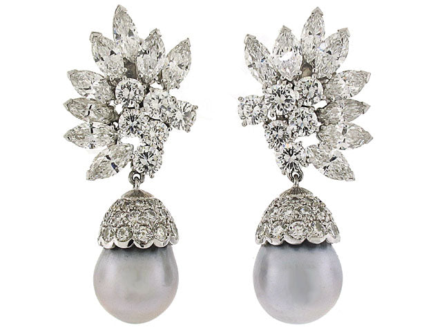 Kutchinsky Diamond and Tahitian Pearl Earrings