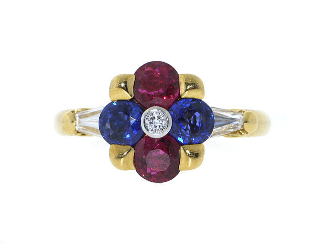 Mauboussin Ruby, Sapphire and Diamond Ring in 18K