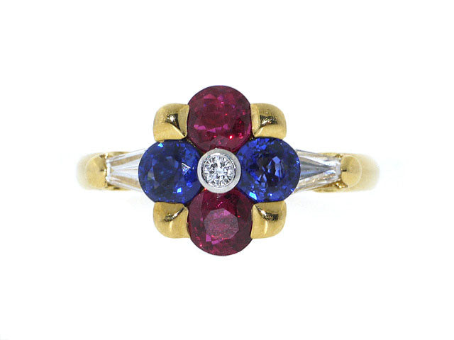 Mauboussin Ruby, Sapphire and Diamond Ring in 18K