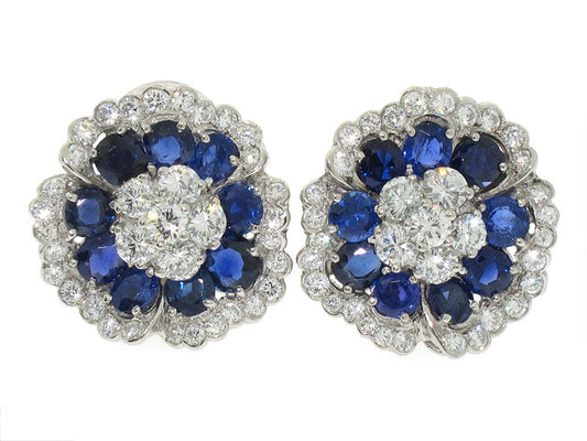 Van Cleef and Arpels Sapphire Camellia Earrings