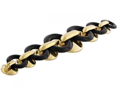 Cartier Aldo Cipullo Black Onyx and Yellow Gold Circles Bracelet