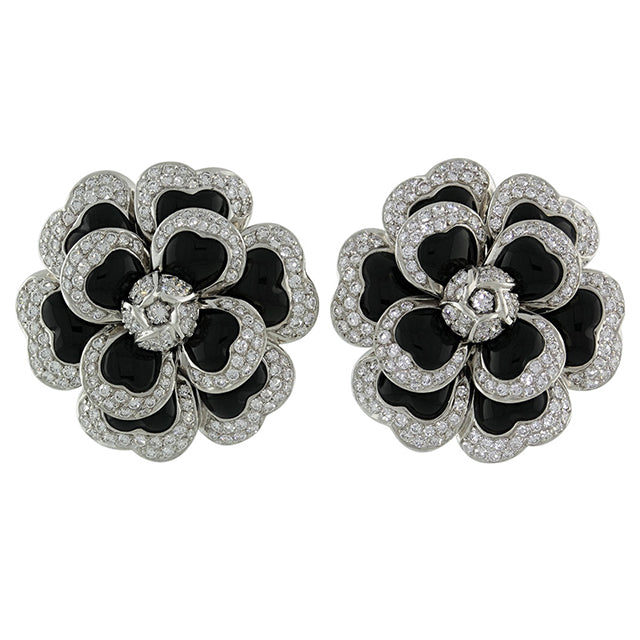 chanel diamond camellia earrings