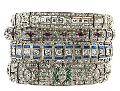 Art Deco Diamond and Gemstone Line bracelets