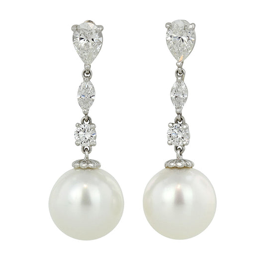 mikimoto pearl diamond earrings