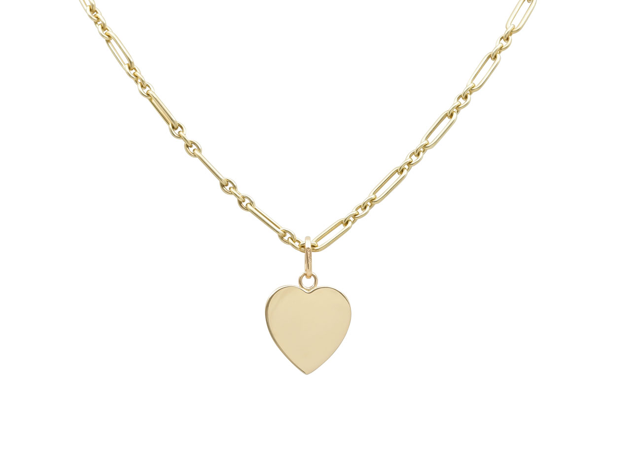 Heart Charm and Oval Link Chain Necklace in 14K Yellow Gold