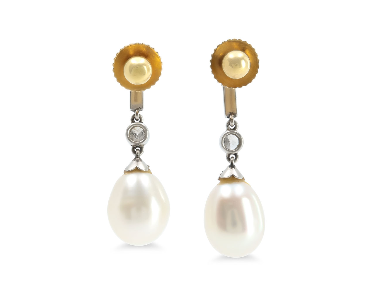Antique Victorian Diamond and Pearl Earrings in 18K Gold