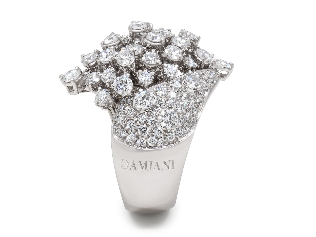 Damiani 'Mimosa' Diamond Cocktail Ring in 18K White Gold