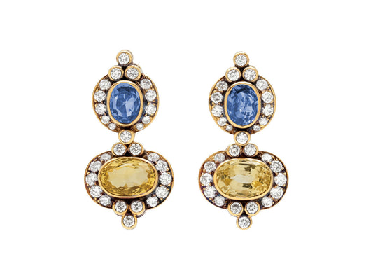 Sapphire and Diamond Earrings in 18K Gold
