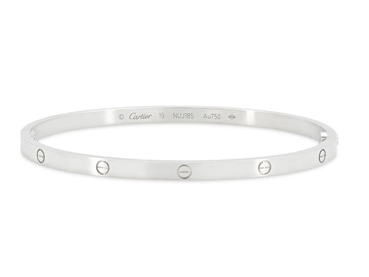Cartier 'Love' Bracelet in 18K White Gold, Small Model, Size 19