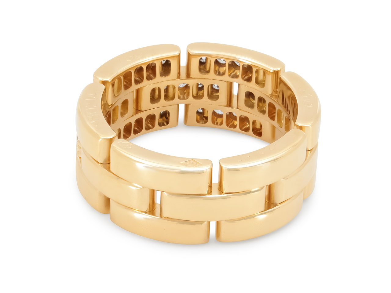 Cartier 'Maillon Panthère' Ring, 3 Half Diamond-Paved Rows, in 18K Gold