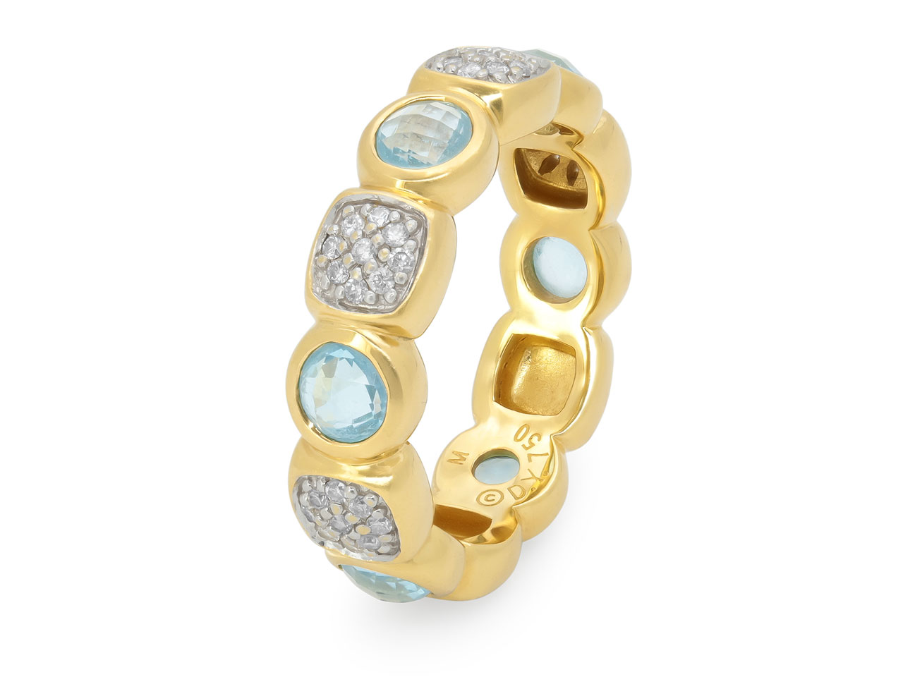 David Yurman 'Chiclet' Diamond and Topaz Ring in 18K Gold