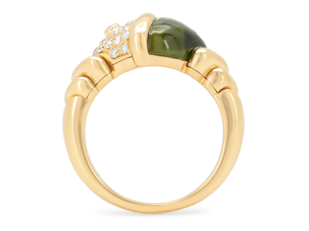 Bulgari 'Naturalia' Diamond and Green Tourmaline Ring in 18K Gold
