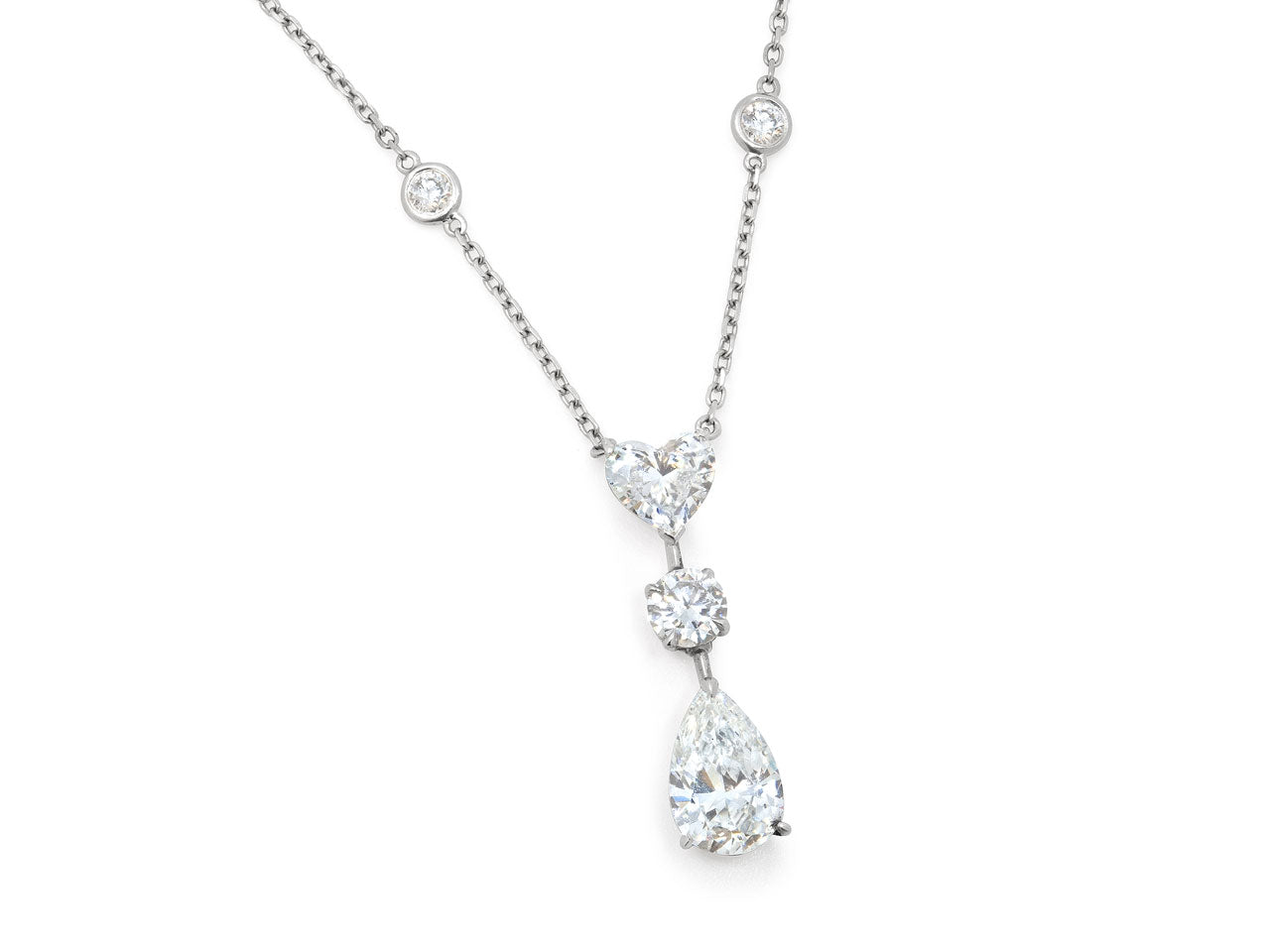 Cartier Three Stone Diamond Pendant in Platinum