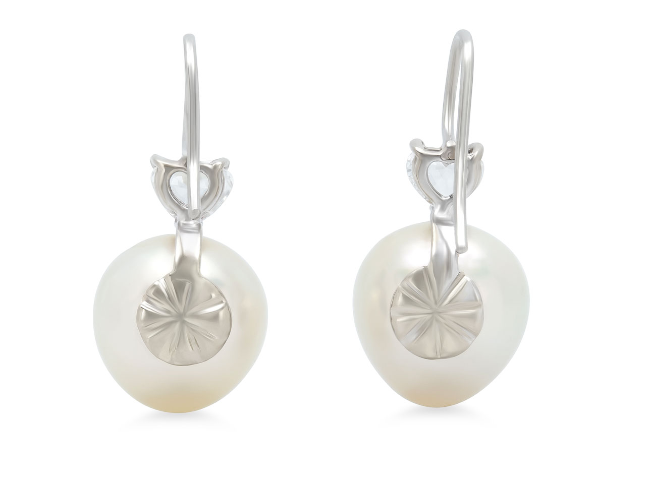 Pearl and Diamond Earrings in 18K White Gold and Platinum