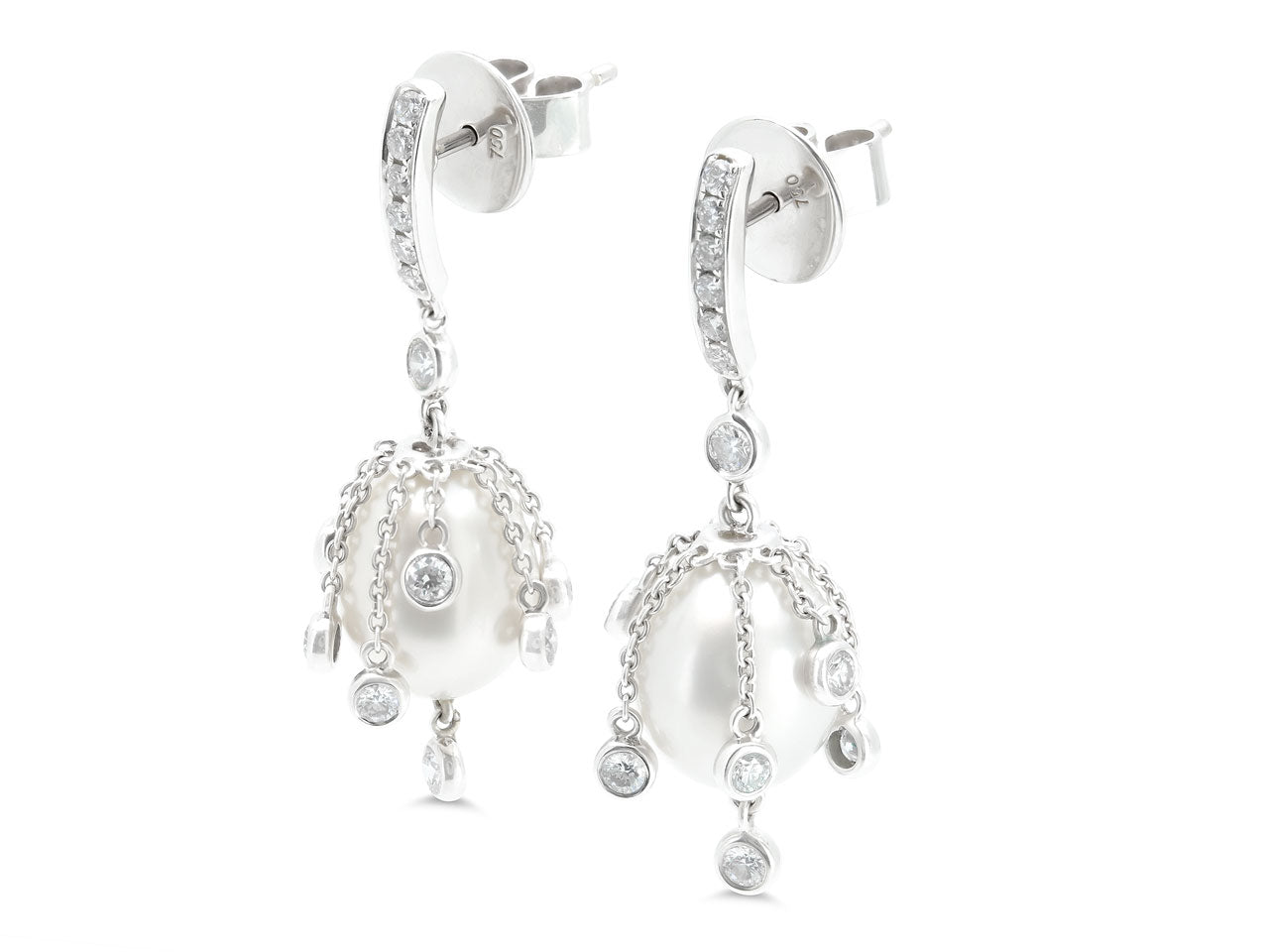 Pearl and Diamond Earrings in 18K White Gold