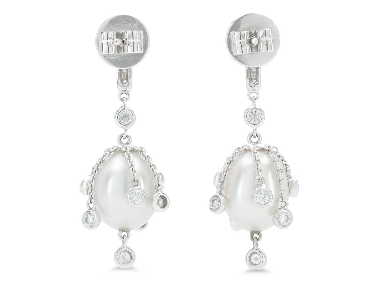 Pearl and Diamond Earrings in 18K White Gold
