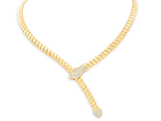 Diamond Snake Necklace in 18K Gold, by Beladora