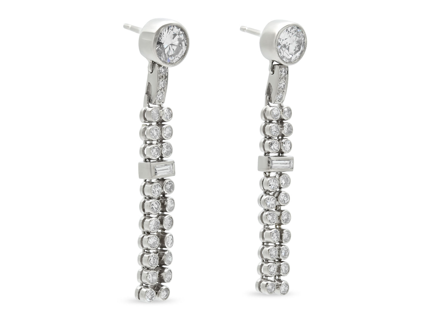 Beladora 'Reimagined' Diamond Drop Earrings in 18K White Gold
