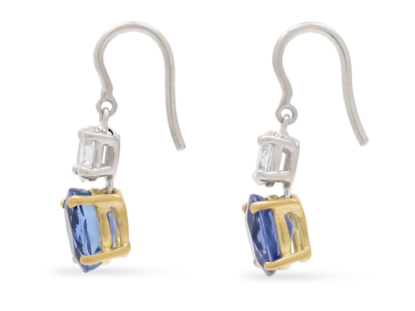 Beladora 'Reimagined' Sapphire and Oval Diamond Earrings in 18K Gold