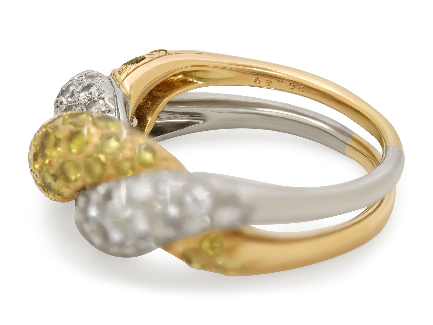 Oscar Heyman Mid-Century White and Yellow Diamond Ring in 18K Gold and Platinum
