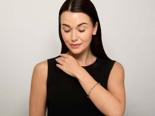 Flattened Paperclip Link Bracelet in 18K Gold, by Beladora