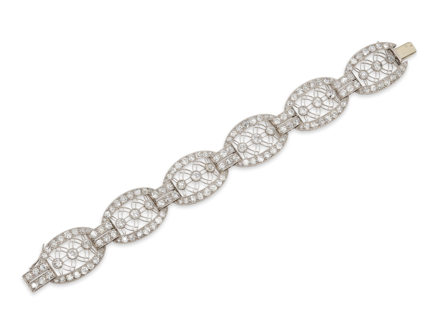 Antique Edwardian Diamond Filigree Bracelet in Platinum