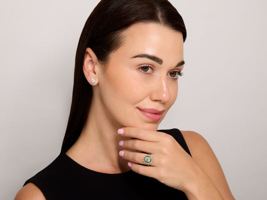 Art Deco Diamond and Emerald Ring in Platinum, French