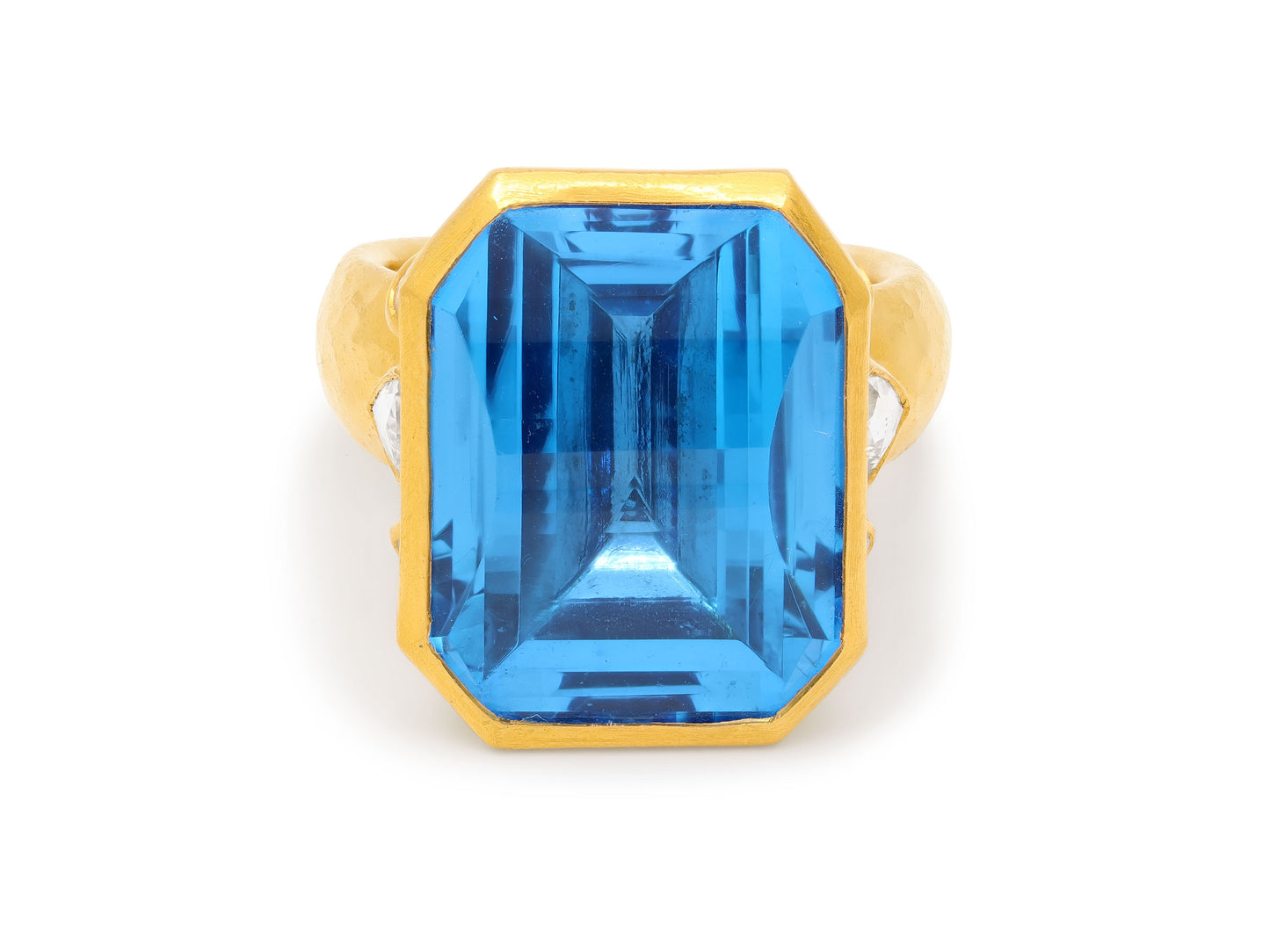 Gurhan 'Prism' Blue Topaz and Diamond Ring in 24K Gold