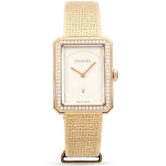 Chanel 'BOY·FRIEND Tweed' Diamond Watch in 18K Gold, Medium Version