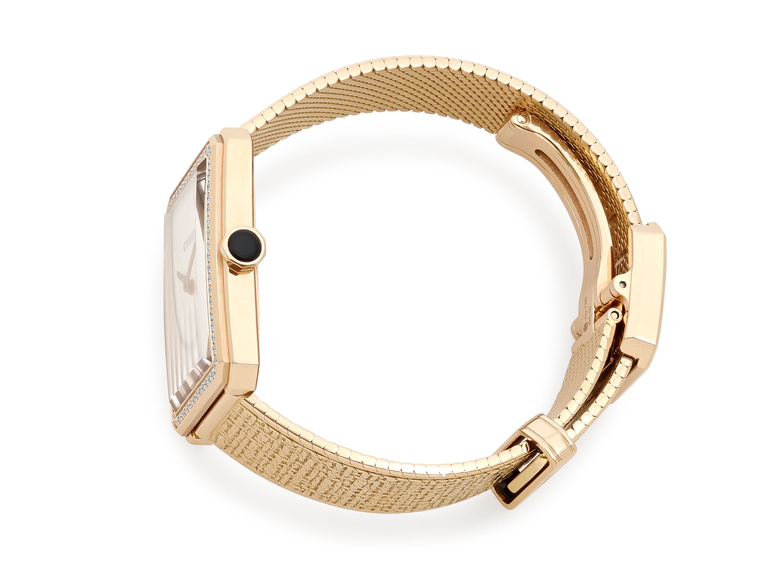 Chanel 'BOY·FRIEND Tweed' Diamond Watch in 18K Gold, #520889