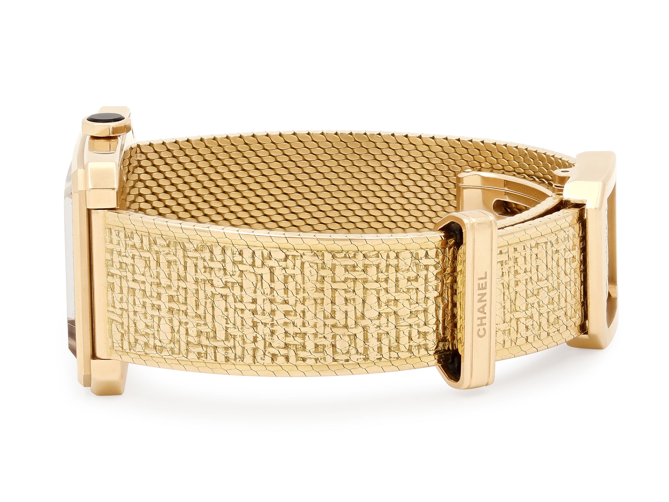 Chanel 'BOY·FRIEND Tweed' Diamond Watch in 18K Gold, #520889