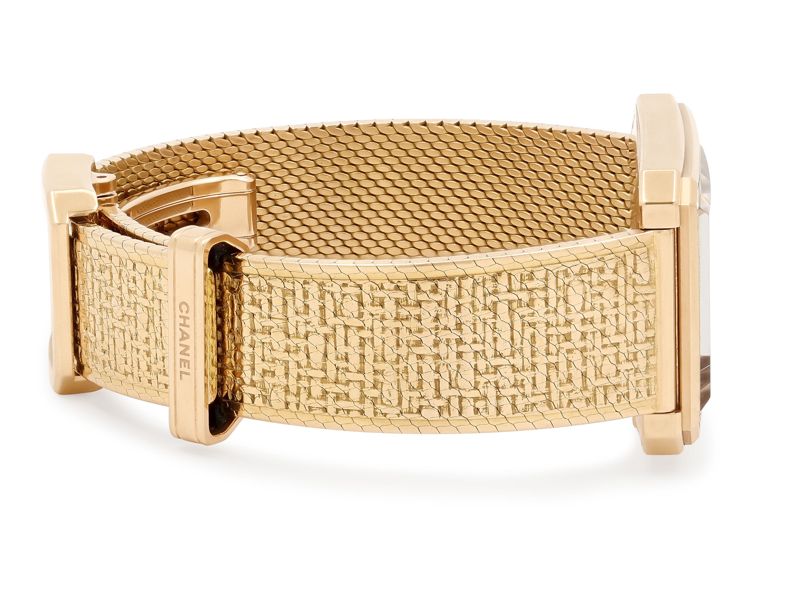 Chanel 'BOY·FRIEND Tweed' Diamond Watch in 18K Gold, #520889
